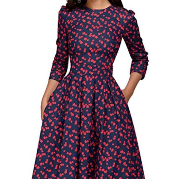 Simple Flavor Dresses & Skirts - Simple Flavor Women's Floral Vintage Dress Elegant